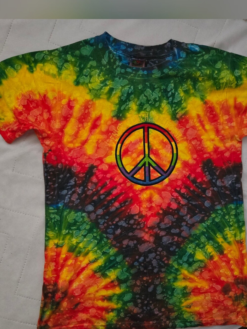 Source Unknown Tie-Dye Peace Sign Tee - Red, Yellow, Green, Blue, Black